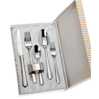 SET 5 CUBIERTOS+SERVILLETERO ESTUCHE BEIGE