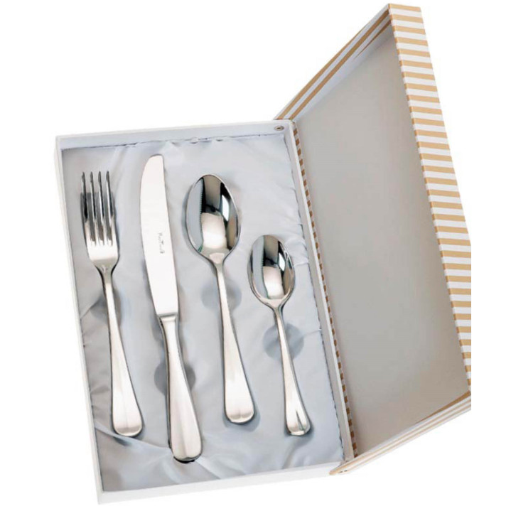 SET 4 CUBIERTOS CADETE ACERO ESTUCHE BEIGE