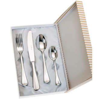 SET 4 CUBIERTOS CADETE ACERO ESTUCHE BEIGE