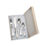 SET 4 CUBIERTOS CADETE ACERO ESTUCHE BEIGE