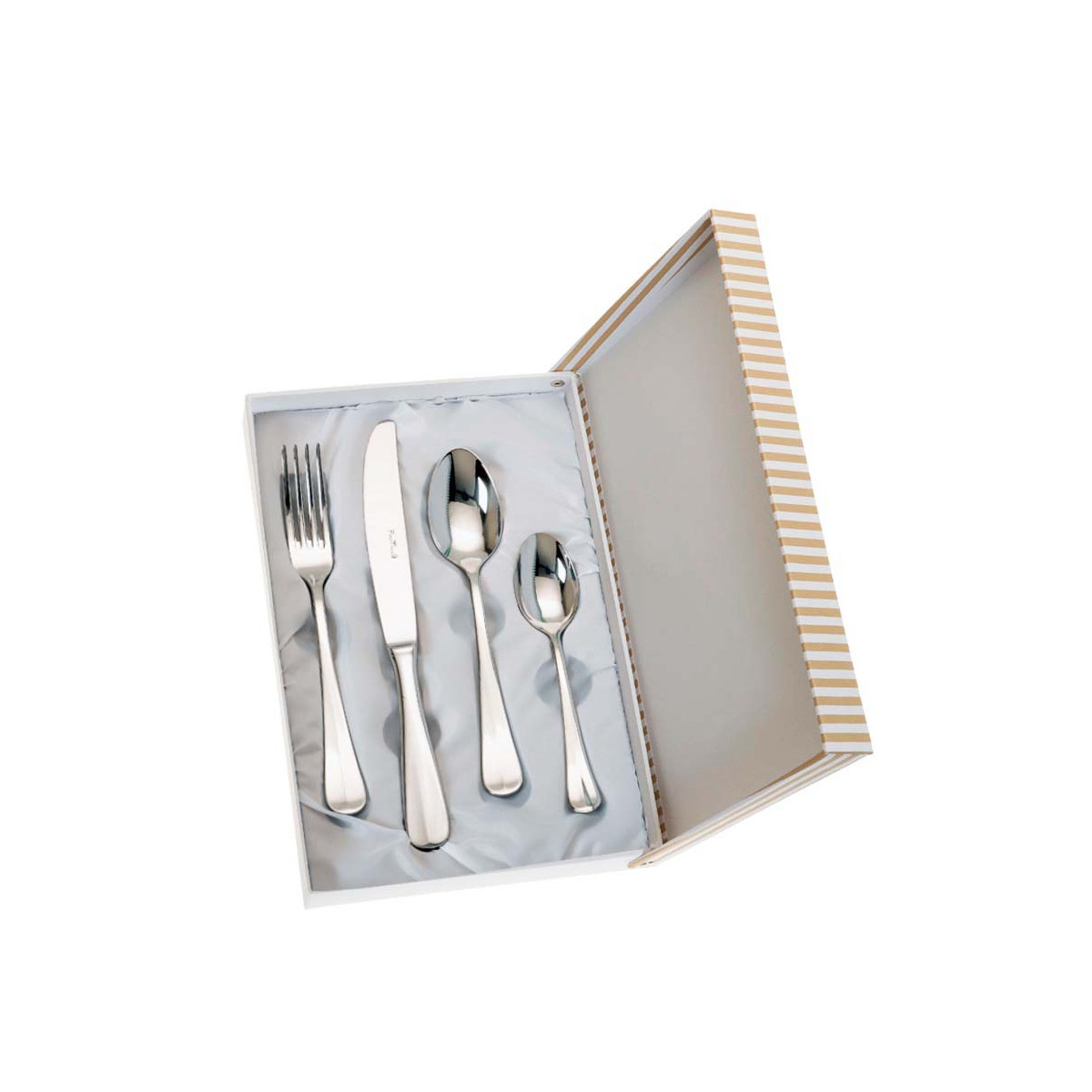SET 4 CUBIERTOS CADETE ACERO ESTUCHE BEIGE