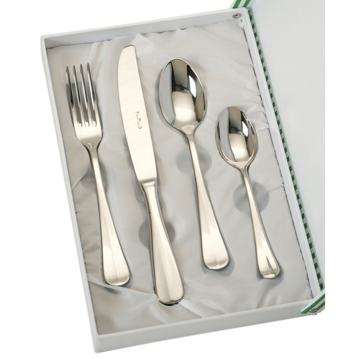 SET 4 CUBIERTOS CADETE ACERO ESTUCHE BEIGE