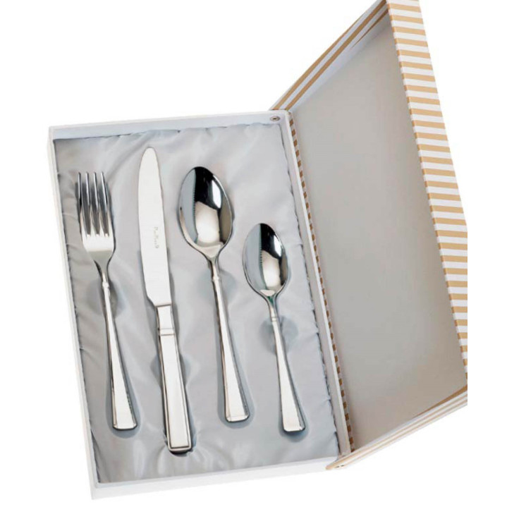 SET 4 CUBIERTOS CADETE ACERO ESTUCHE BEIGE