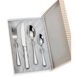 SET 4 CUBIERTOS CADETE ACERO ESTUCHE BEIGE
