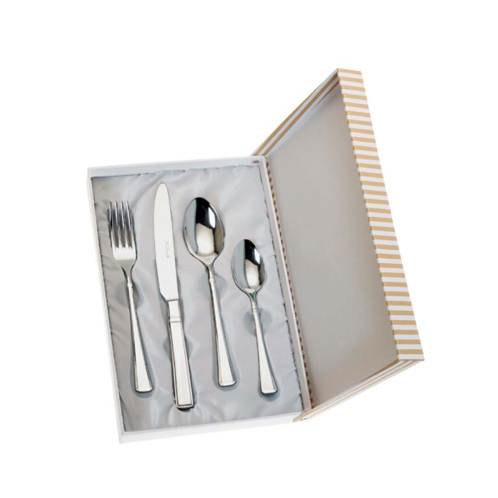 SET 4 CUBIERTOS CADETE ACERO ESTUCHE BEIGE