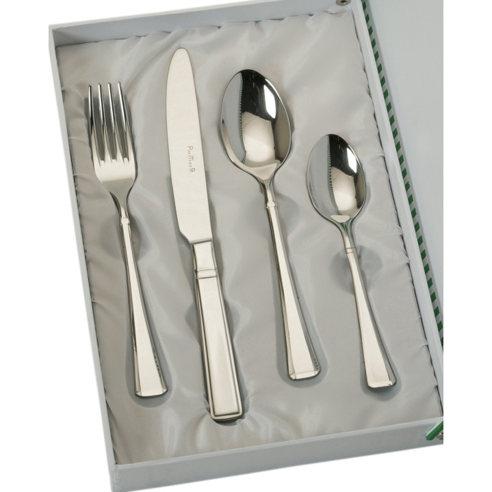 SET 4 CUBIERTOS CADETE ACERO ESTUCHE BEIGE