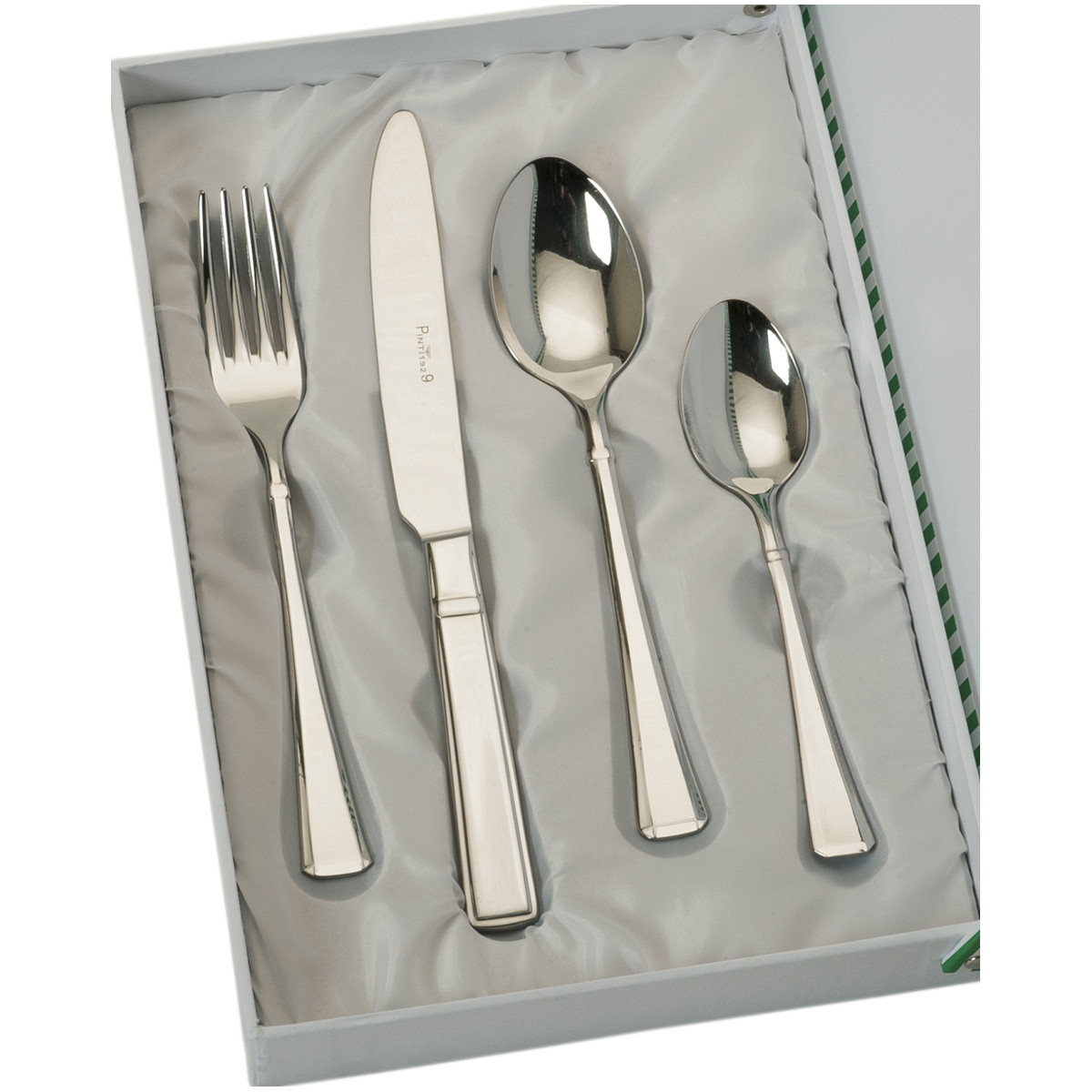 SET 4 CUBIERTOS CADETE ACERO ESTUCHE BEIGE