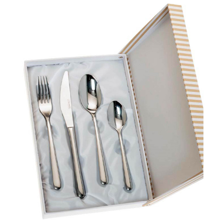 SET 4 CUBIERTOS LISO ESTUCHE BEIGE