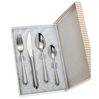 SET 4 CUBIERTOS LISO ESTUCHE BEIGE