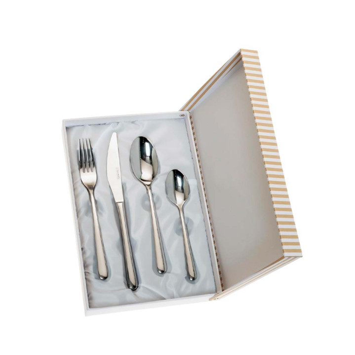 SET 4 CUBIERTOS LISO ESTUCHE BEIGE