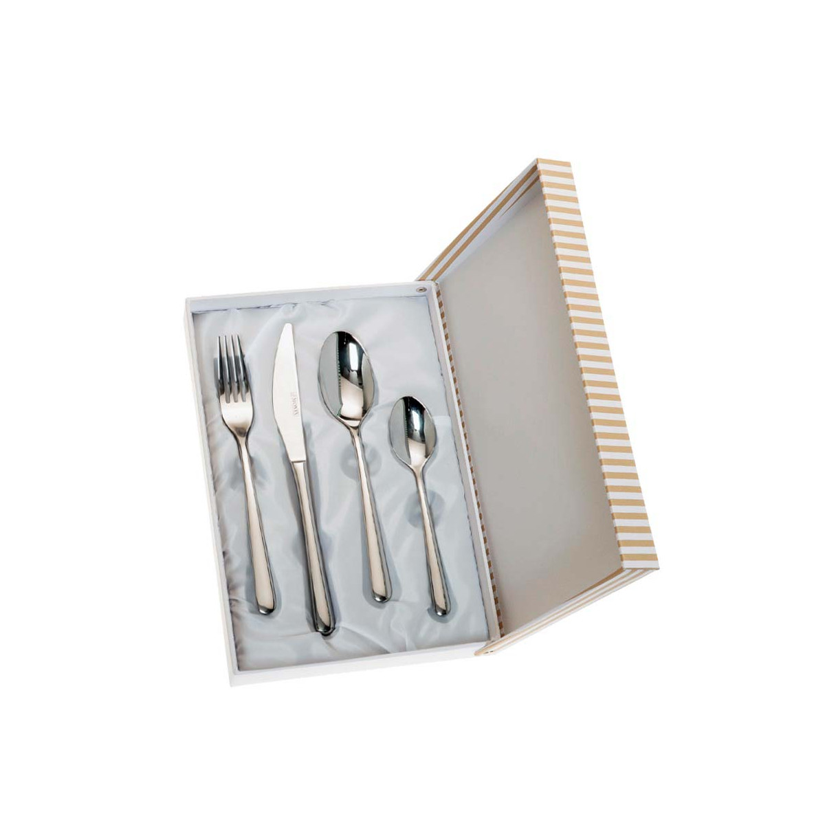 SET 4 CUBIERTOS LISO ESTUCHE BEIGE