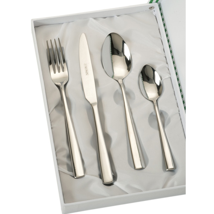 SET 4 CUBIERTOS LINEAS RECTAS ESTUCHE BEIGE