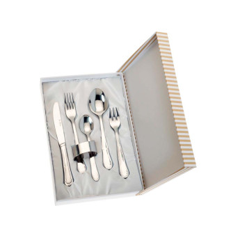 SET 5 CUBIERTOS Y SERVILLETERO ESTUCHE BEIGE