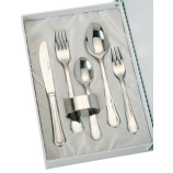 SET 5 CUBIERTOS Y SERVILLETERO ESTUCHE BEIGE
