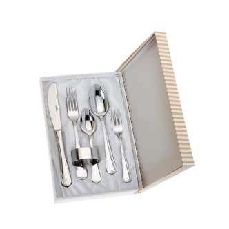 SET 5 CUBIERTOS Y SERVILLETERO ESTUCHE BEIGE