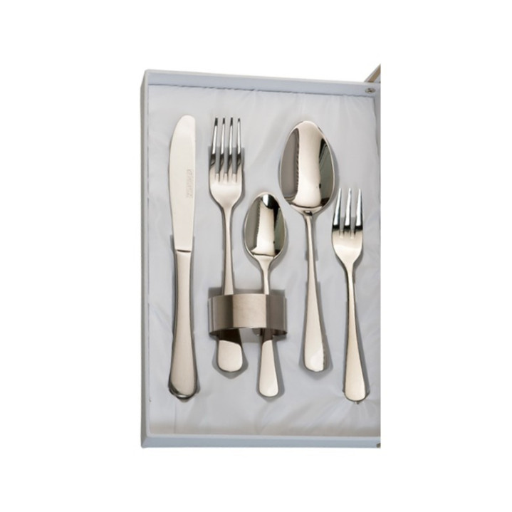 ESTUCHE 5 CUBIERTOS + SERVILLETERO BEIGE