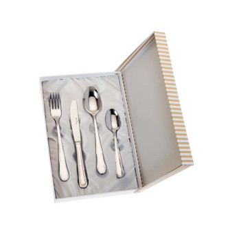 SET 4 CUBIERTOS CADETE ACERO ESTUCHE BEIGE