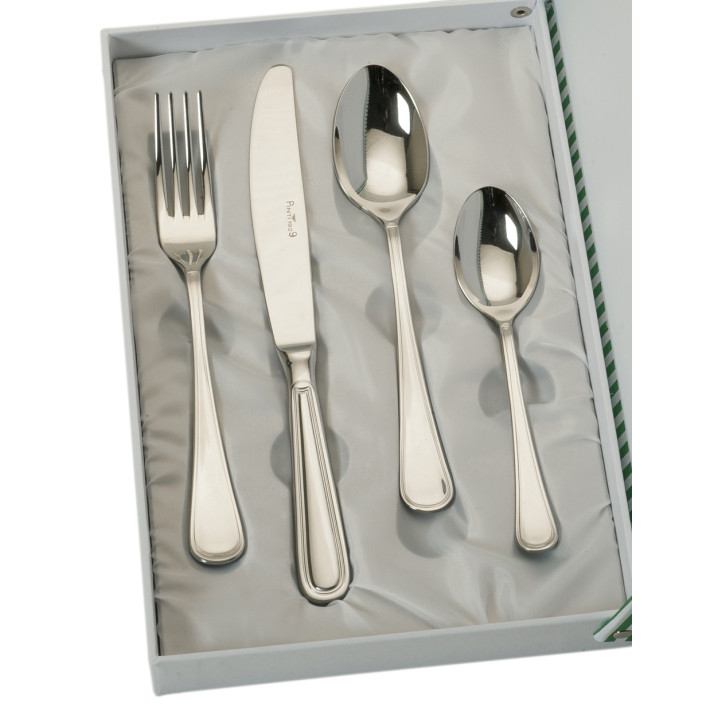 SET 4 CUBIERTOS CADETE ACERO ESTUCHE BEIGE