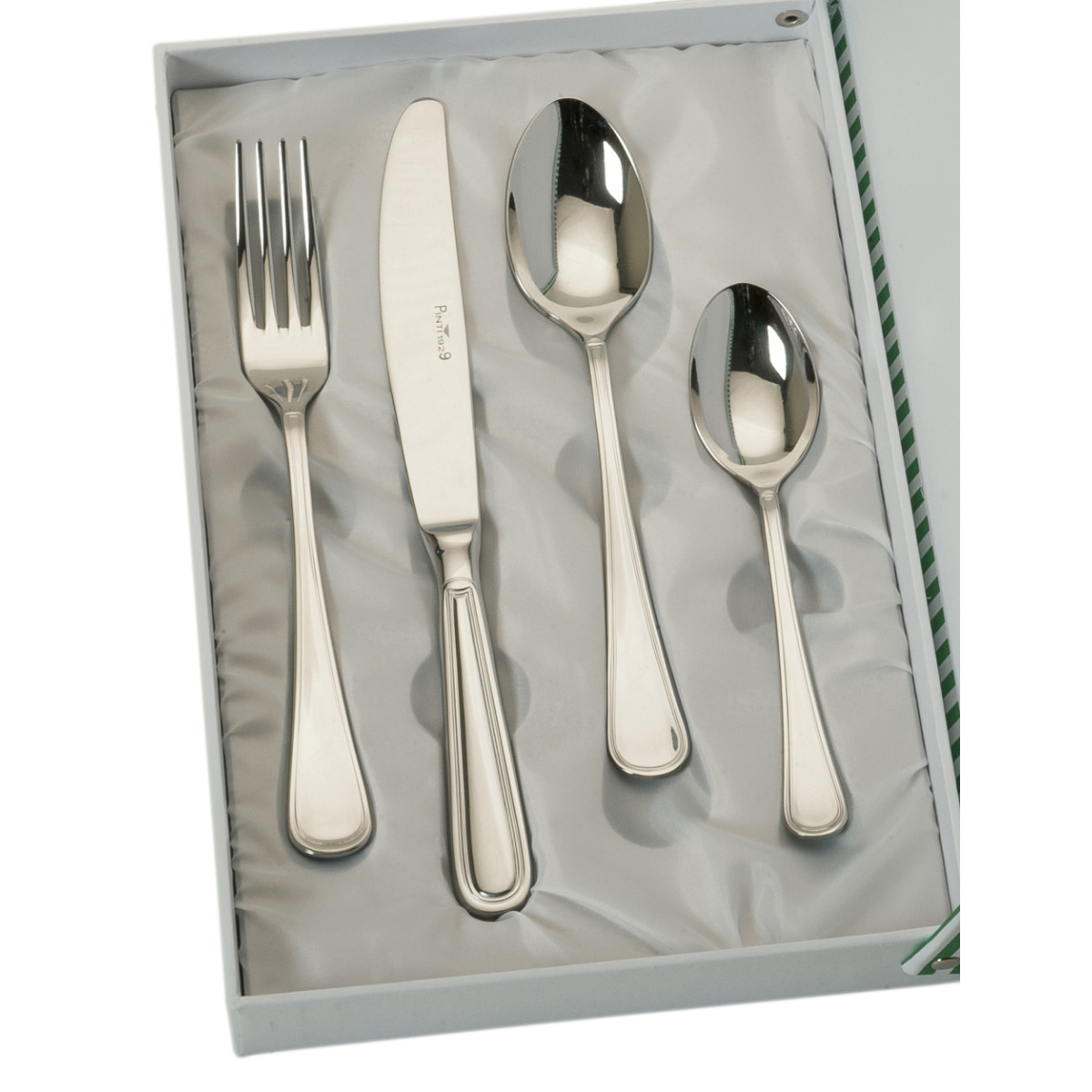 SET 4 CUBIERTOS CADETE ACERO ESTUCHE BEIGE