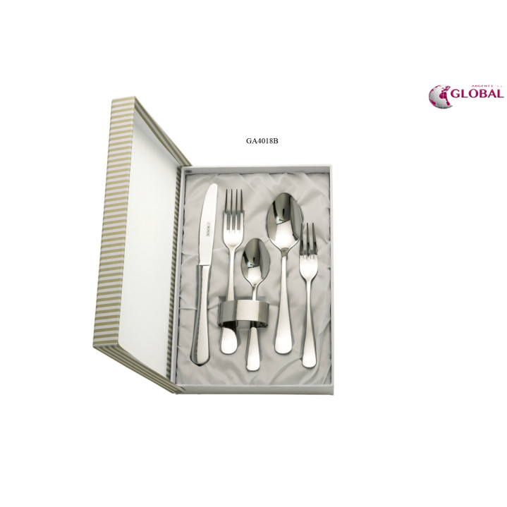 SET 5 CUBIERTOS + SERVILLETERO ESTUCHE BEIGE