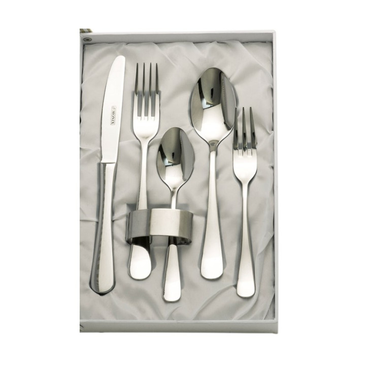 SET 5 CUBIERTOS + SERVILLETERO ESTUCHE BEIGE