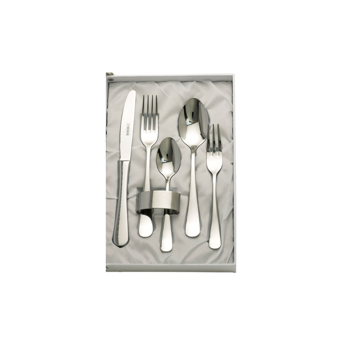 SET 5 CUBIERTOS + SERVILLETERO ESTUCHE BEIGE