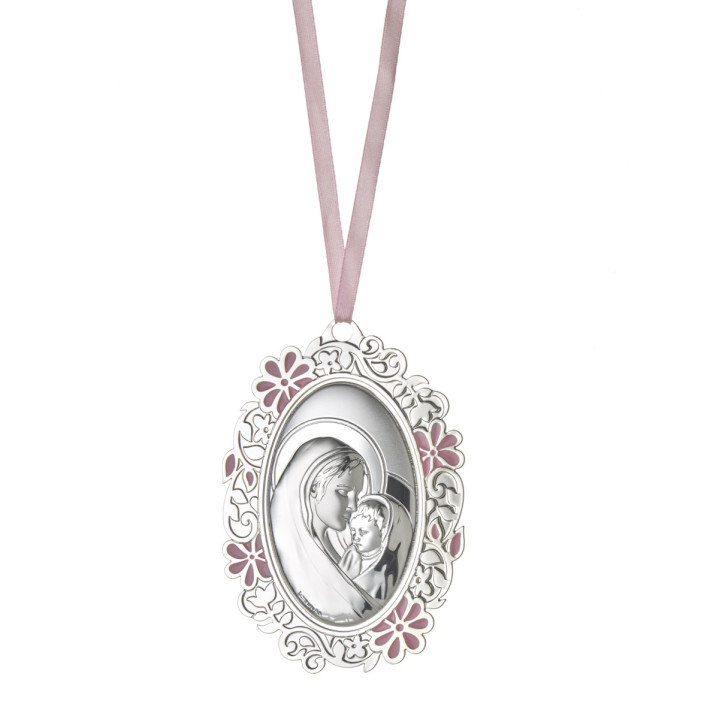 MEDALLON OVAL METAL VIRGEN NIÑO