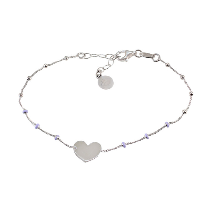 PULSERA CORAZON CENTRAL PLATA 925