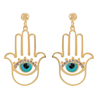 PENDIENTES PLATA 925 OJO SUERTE ESMALTADO DORADO