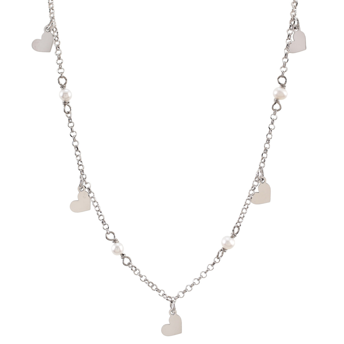 COLGANTE PLATA 925 CORAZONES Y PERLA
