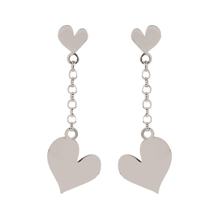 PENDIENTES PLATA 925 CORAZONES COLGANTES