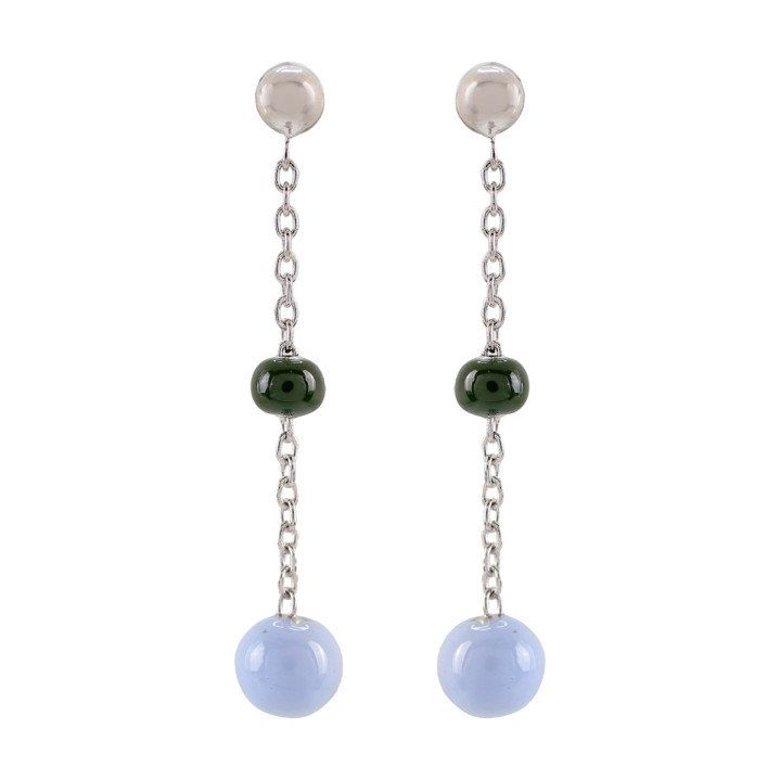 PENDIENTES PLATA 925 ESMATADO VERDE LILA
