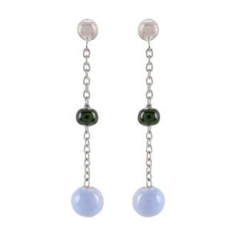 PENDIENTES PLATA 925 ESMATADO VERDE LILA