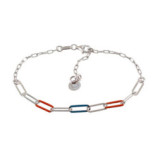 PULSERA PLATA 925 17-3 CMS ESLABONES NARANJA CELESTE