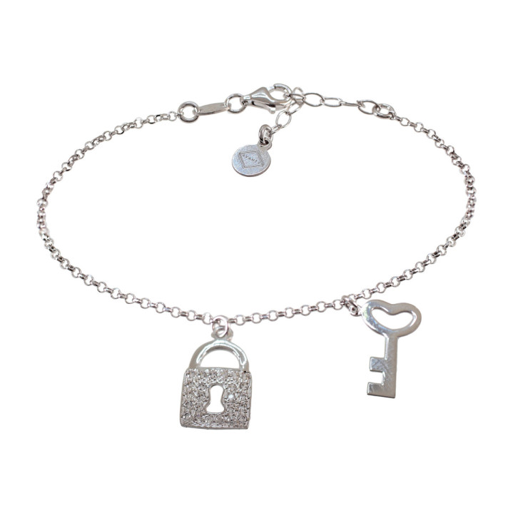 PULSERA PLATA 925 LLAVE Y CORAZON PULSERA PLATA 925 LLAVE Y CORAZON