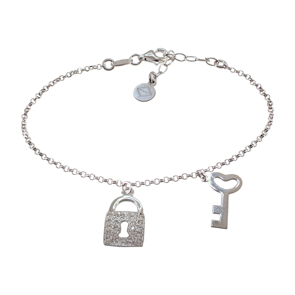 PULSERA PLATA 925 LLAVE Y CORAZON