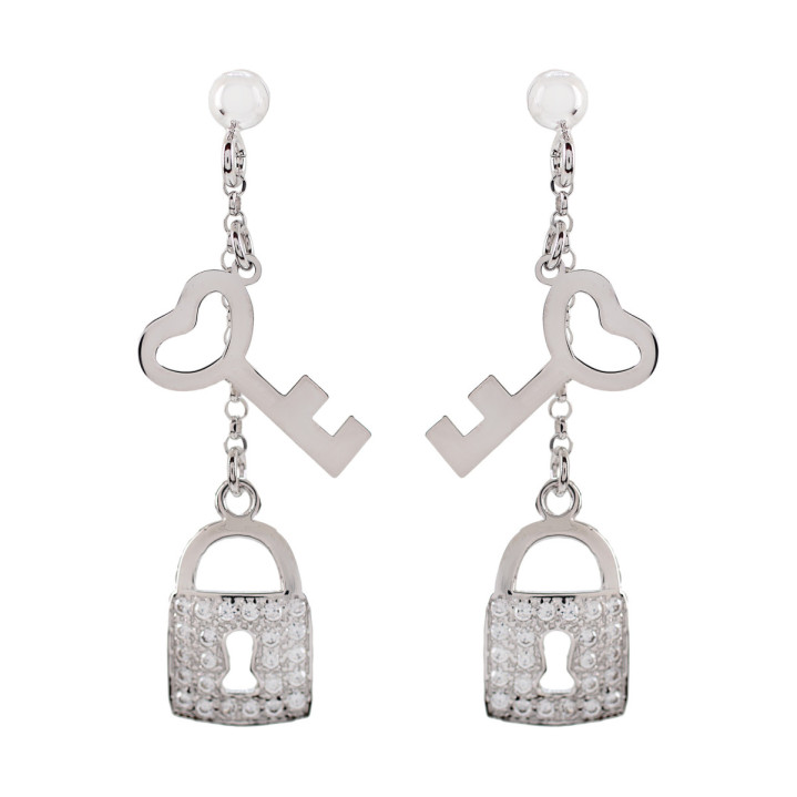 PENDIENTES PLATA 925 LLAVE Y CANDADO