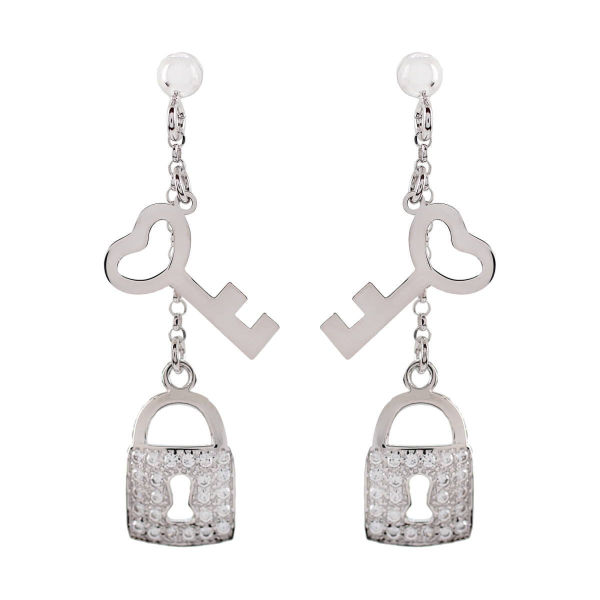 PENDIENTES PLATA 925 LLAVE Y CANDADO