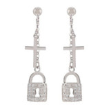 PENDIENTES PLATA 925 CANDADO Y CRUZ