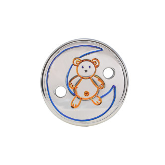 PINZA CHUPETES OSO LUNA ESMALTE PLATA 925 REDONDA