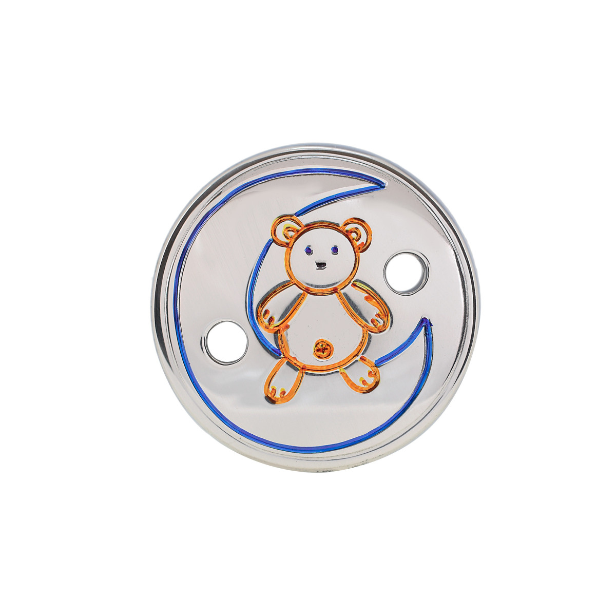 PINZA CHUPETES OSO LUNA ESMALTE PLATA 925 REDONDA