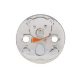 PINZA CHUPETE OSO PAÑUELO ESMALTADO PLATA 925 REDONDA