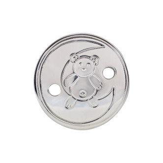 PINZA CHUPETE OSO LUNA REDONDA PLATA 925