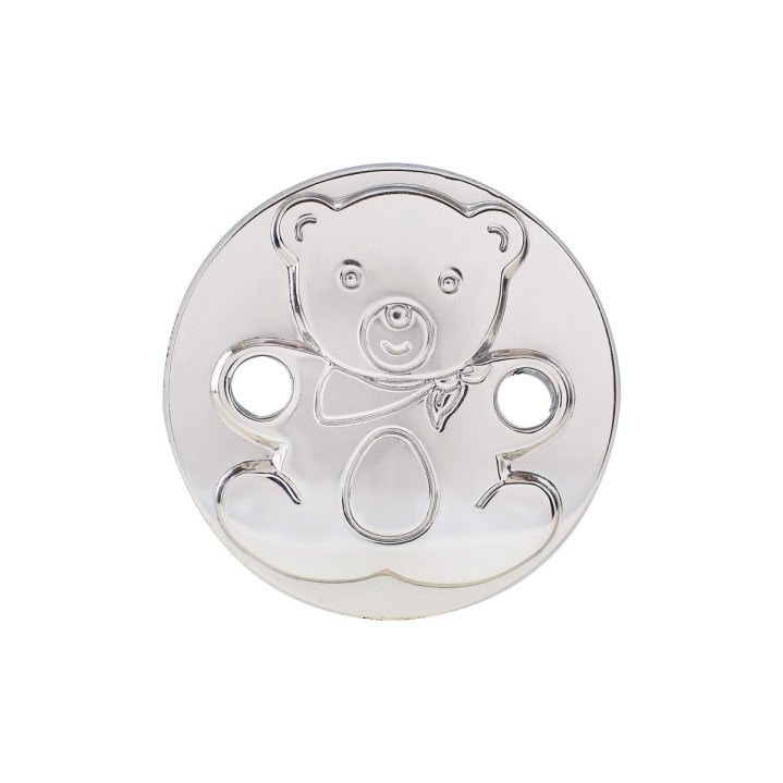 PINZA CHUPETE OSO PAÑUELO REDONDA PLATA 925