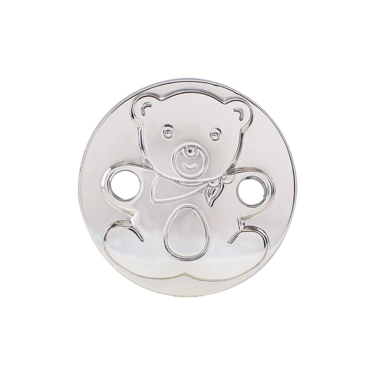 PINZA CHUPETE OSO PAÑUELO REDONDA PLATA 925