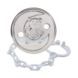 PINZA CHUPETE OSO LUNA REDONDA PLATA 925