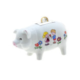 HUCHA PORCELANA CERDITO NIÑOS 17X9X7