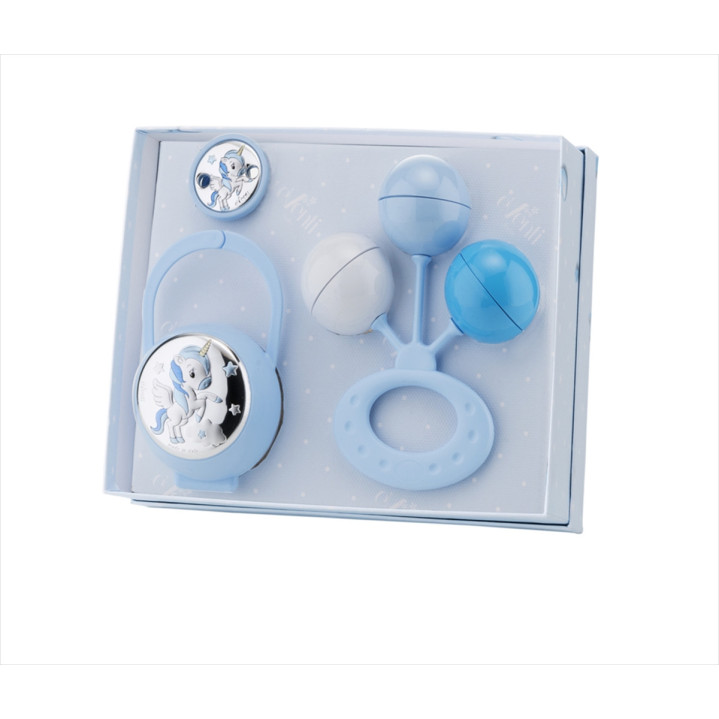 SET PINZA+P.CHUPETES+SONAJERO UNICORNIO