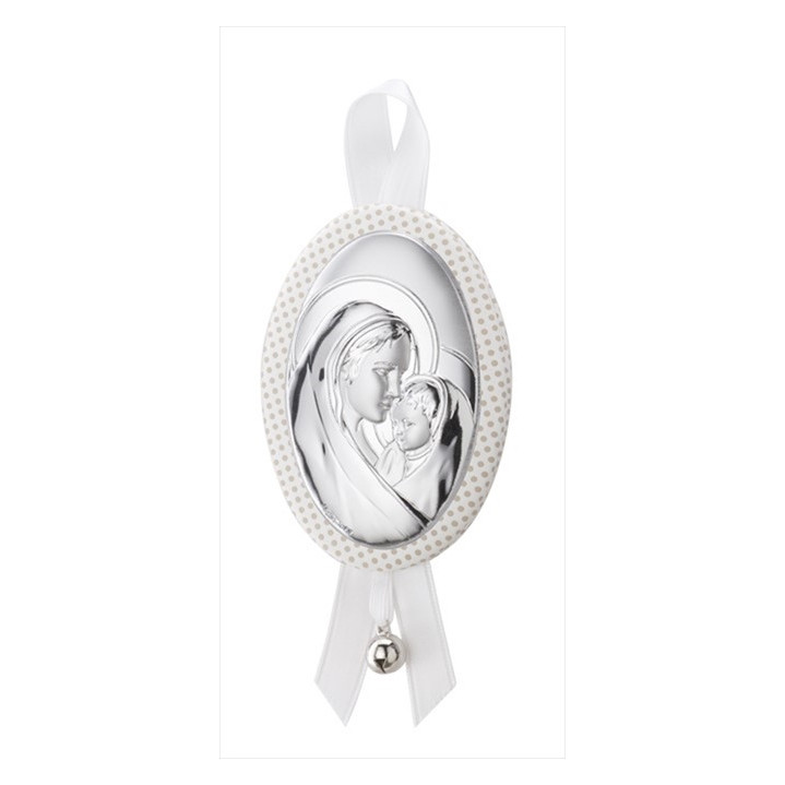 MEDALLON CUNA OVAL VIRGEN NIÑO MUSICAL