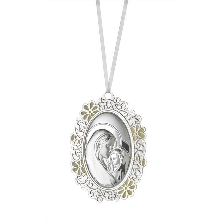 MEDALLON OVAL METAL VIRGEN NIÑO